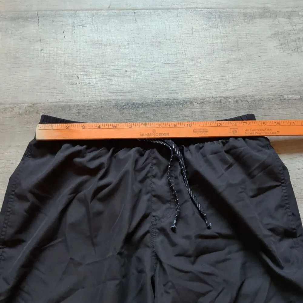 ​Quiksilver Mens Black Elastic Waist Drawstring Swim Trunks Board Shorts M Lined